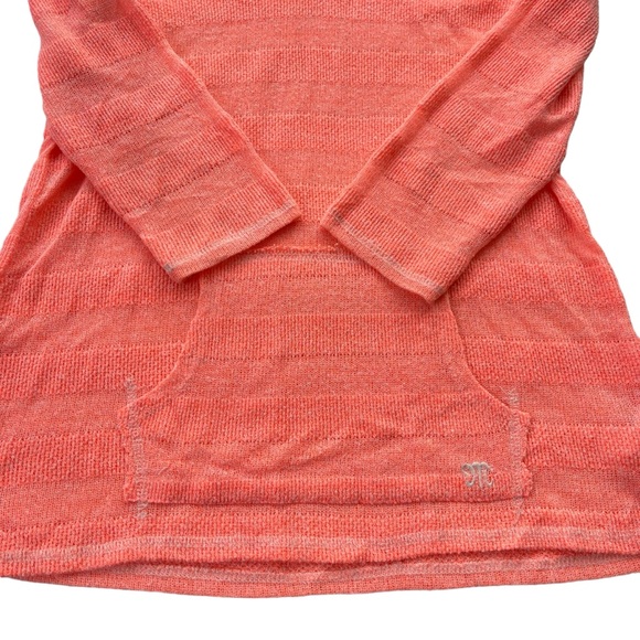Miss Me Womens Sz Medium Bright Coral 3/4 Sleeve Knit Hooded Lightweight Sweater - Picture 8 of 16